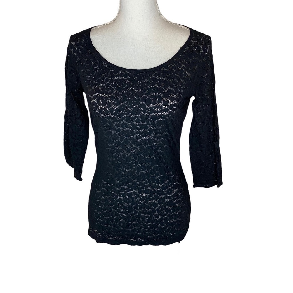 Wolford Black Sheer Lace Animal Cheetah Top Large